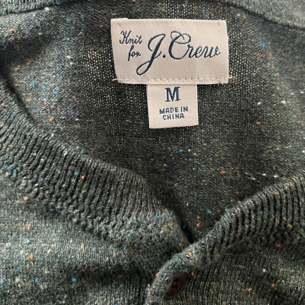 Heritage Green Flecked Henley Knit Sweater Cotton Silk‎ J.Crew Mens Medium